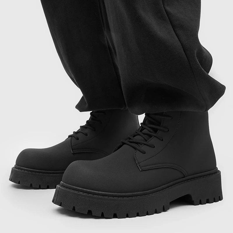 100%Genuine Leather Mens Boots Street Yellow Men's Biker Boots Fashion Design Motorcycle Boots British Casual Outdoor Ankle Boot