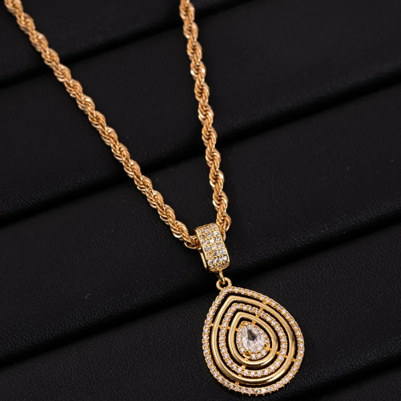 One piece of distinctive zircon multi-layer necklace with teardrop pendants and twisted chains, versatile for all styles.