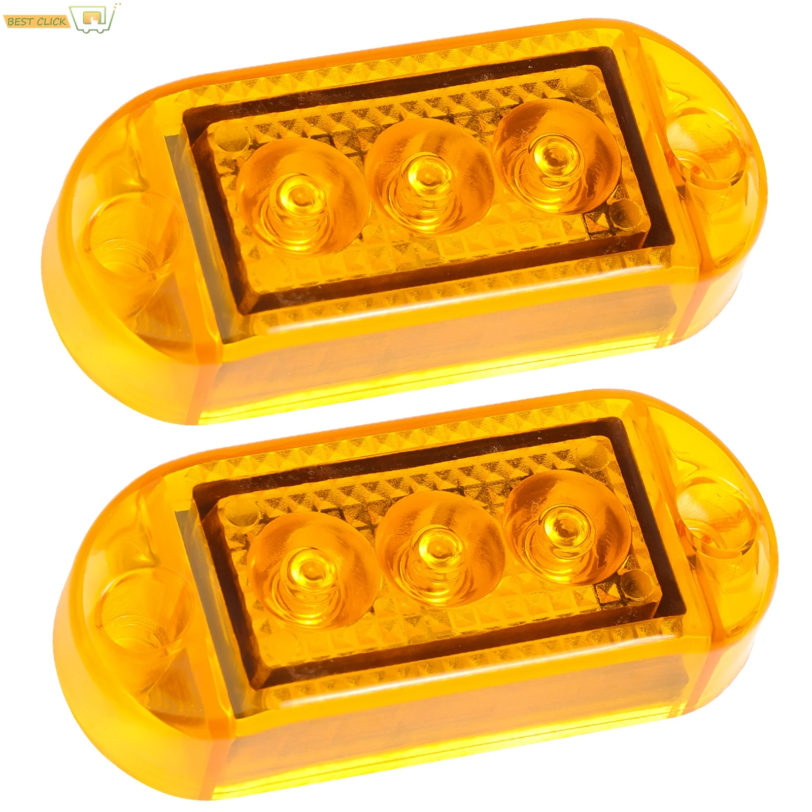 2x Orange LED Fender Front Side Cab Marker Lights Pick Up Truck Light Waterproof Trailer Turn Indicator Lights RV 12V 24 volt