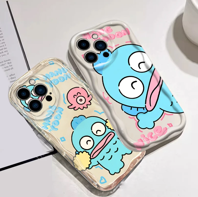 Sanrio HANGYODON Ugly Fish For Apple iPhone 15 14 13 12 11 XS XR X Pro Max Plus Wave Oil TPU Phone Case