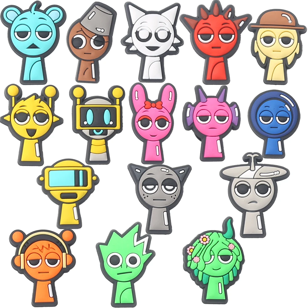 Bestseller 16-100 Stück Cartoon Sprunki Spiel-Serie PVC Schuh-Charms Zubehör für Sandalen DIY Abnehmbare Schuh-Dekorationen – Detail 11