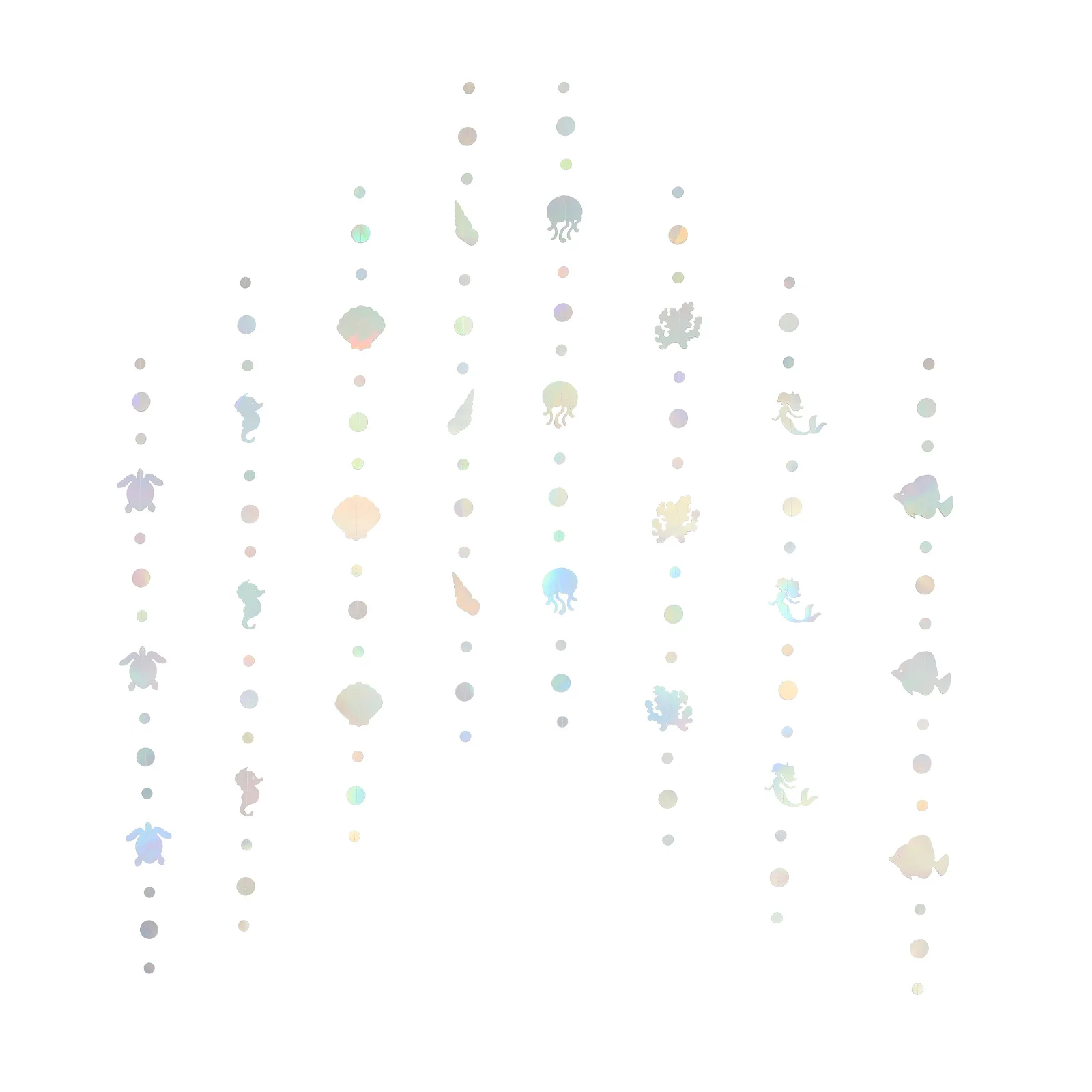 

8Pcs Party Hanging Banner Ocean Themed Mermaid Garland Conch Design Decorative Bunting for Birthday Wedding Celebration Home