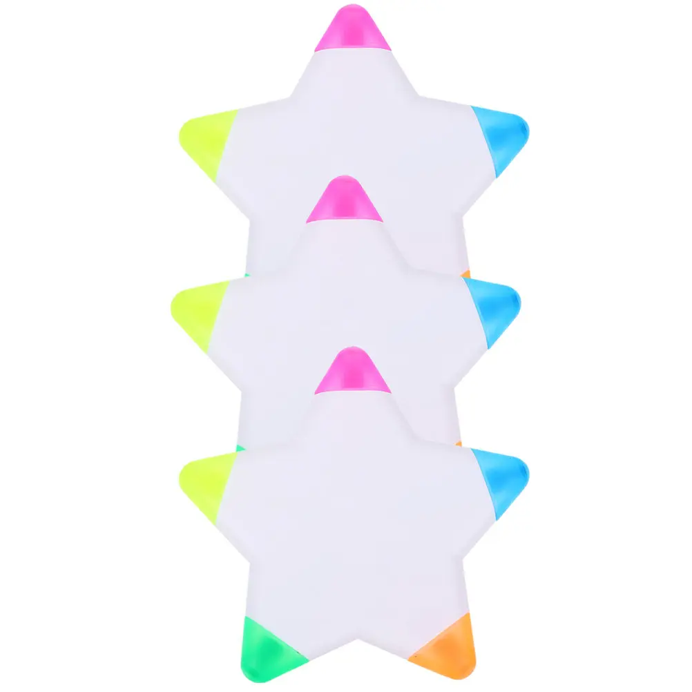 

3Pcs Multicolor Fluorescent Highlighters Star Shape Portable Small Markers Graffiti Markers for School Office Scrapbooking Art