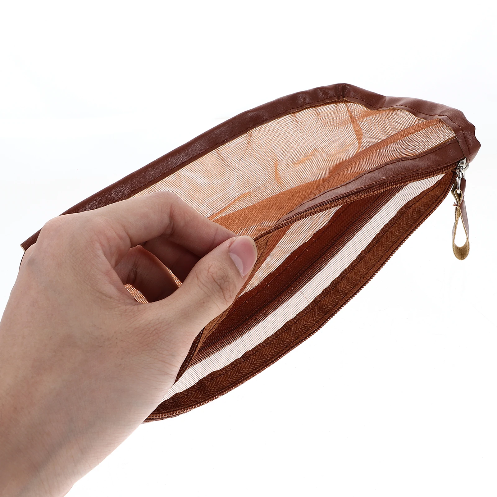 

2 Pcs Double-layer Pencil Bag Large Capacity Mesh School Supplies Organizer White Coffee Color Zipper Pen Case Storage