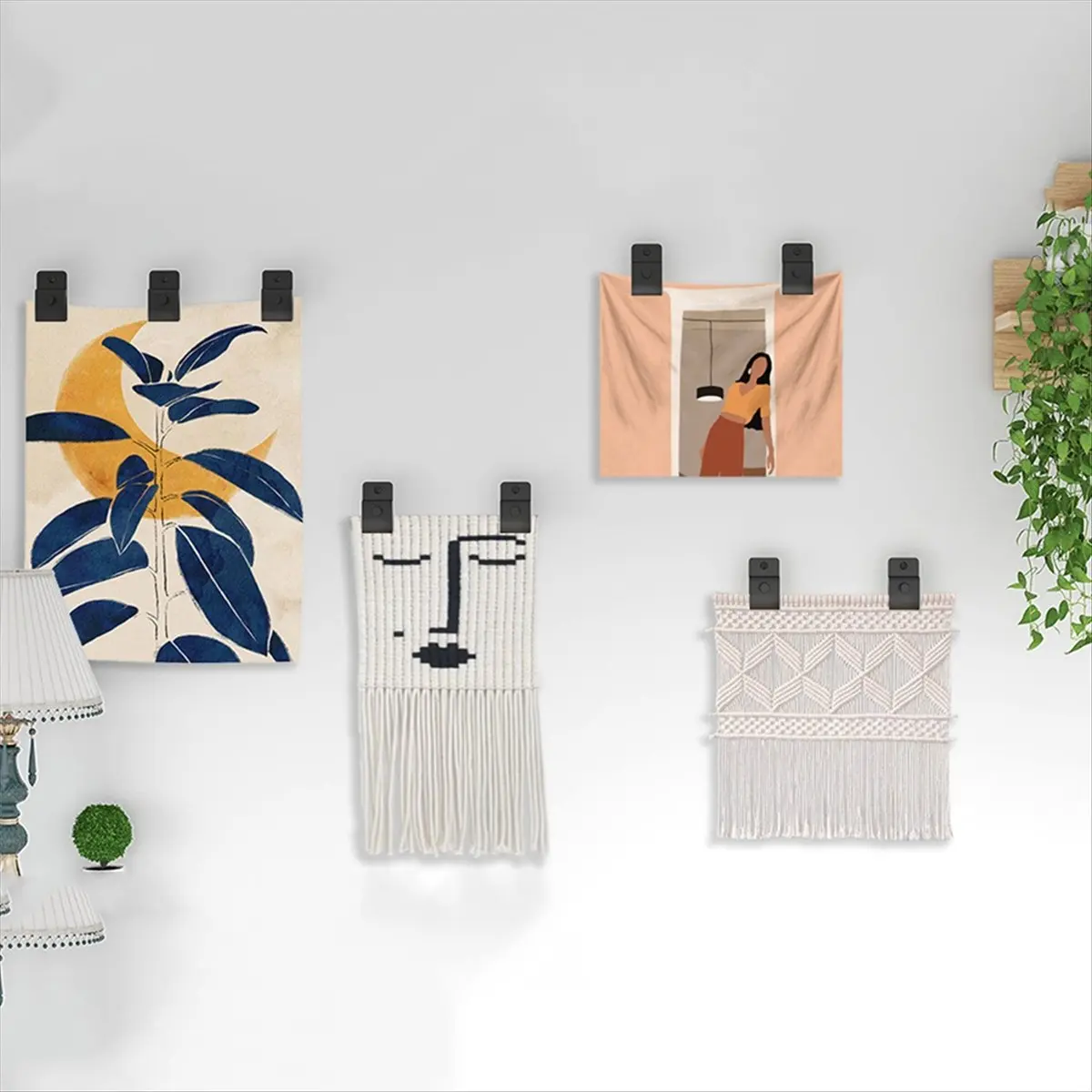 AB09 Quilt Display Wall Hanger Metal Quilt Display Clips Indoor Wall Decoration Showcase Artwork Hangers Quilt Hanging Clips