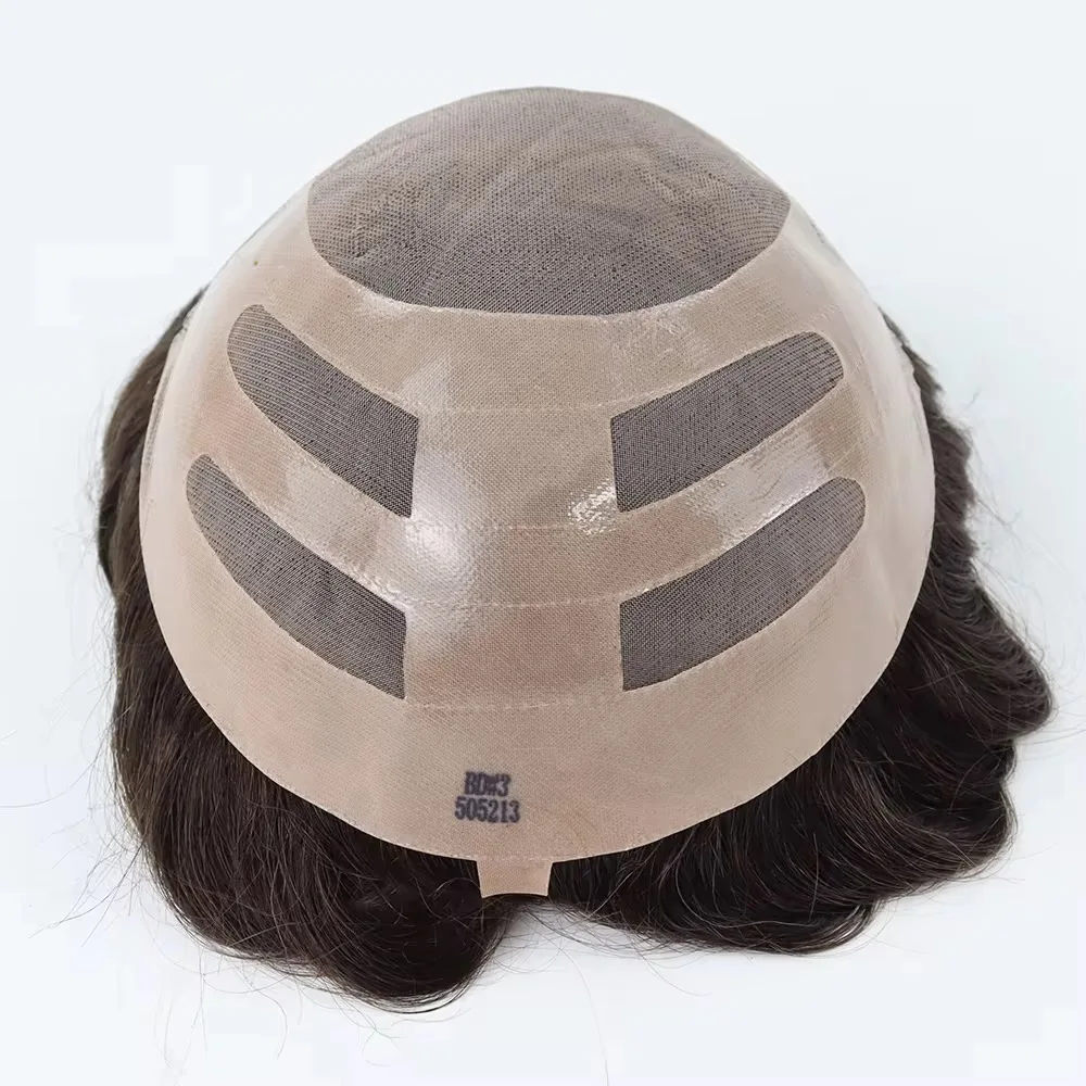 شعر مستعار مريح من Bond Mono & Pu شعر رجالي من الأمام والخلف شعر طبيعي 100% شعر بشري للرجال شعر مستعار للرجال خط شعر طبيعي