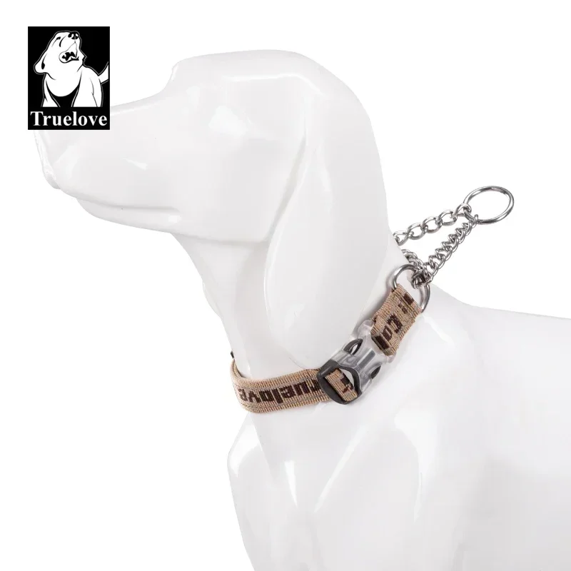 Truelove Dog Collar P-Chain Stainless Steel Nylon Dog Training Collar No Pull Strong Adjustable Reflective Dog Collar TLC5372