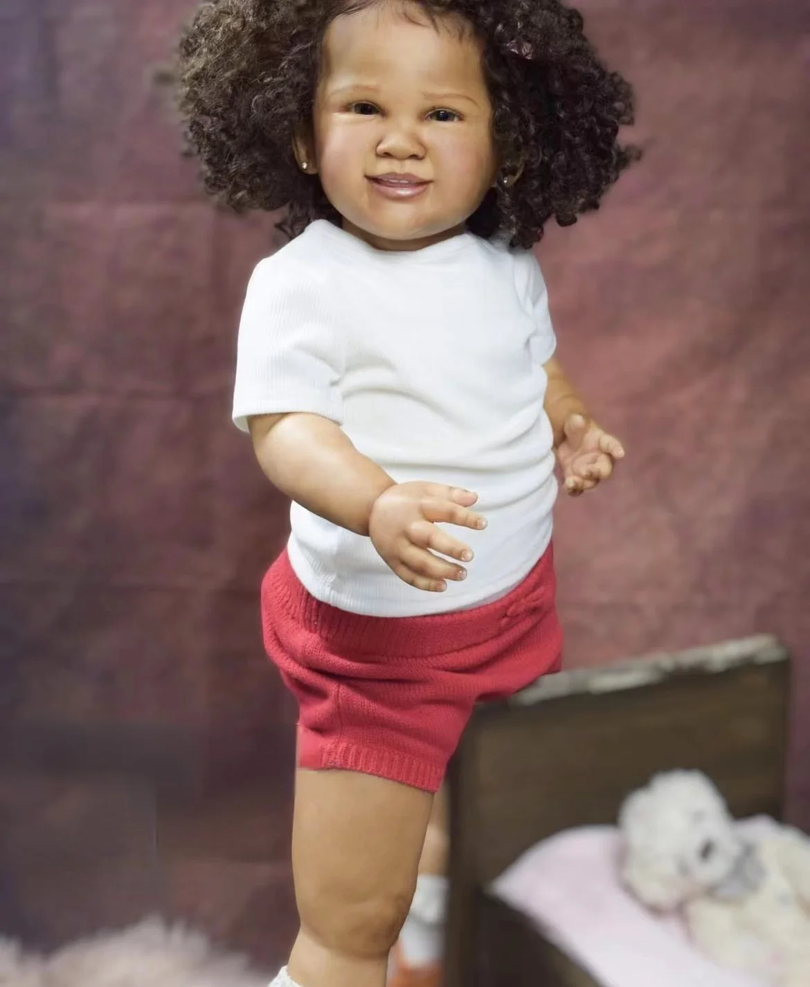 FBBD Customized Limited Supply 70cm Reborn Baby Renata Dark Skin With Curly Hair Already Finished Doll Christmas Gift