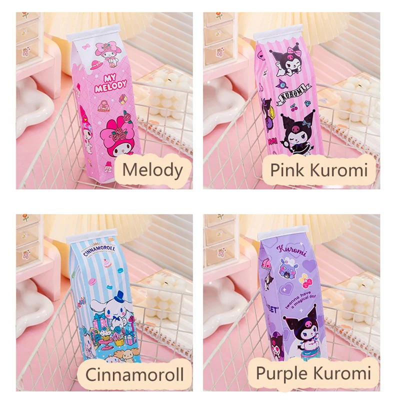 Imagem -05 - Sanrio Cinnamoroll Kuromi Lápis Case Papelaria de Grande Capacidade para Estudante Caixa de Leite 1pc