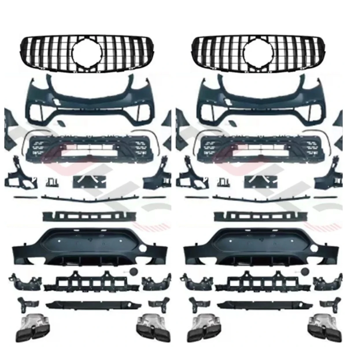 Car Bumpers Modified for GLC Coupe C253 2016-2019 to GLC63S Style Front Bumper Rear Diffuser Grille Exhaust Pipes