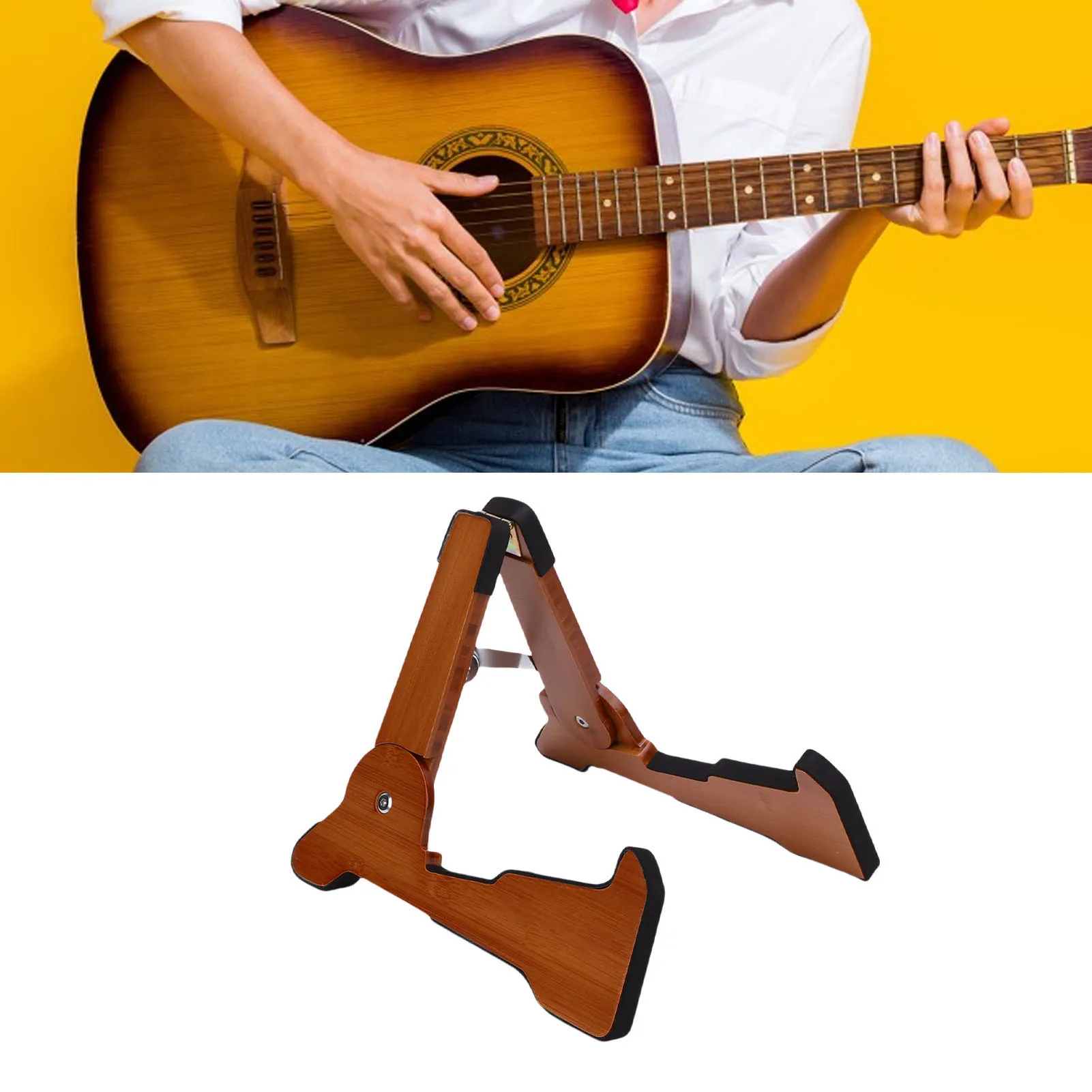 

Guitar Stand A-frame Foldable Guitar Stand Matte Wood Guitar Stand for Guitar Bass Cello Mandolin Banjo Ukulele