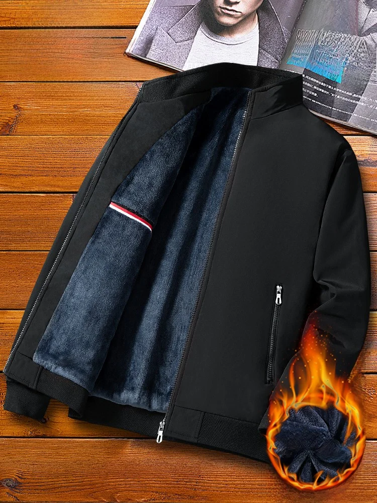 

Thiened Fce на подкладке, свободная повседневная хлопковая куртка для мужчин среднего возраста, осень-зима, модная городская одежда из полиэфирного волокна