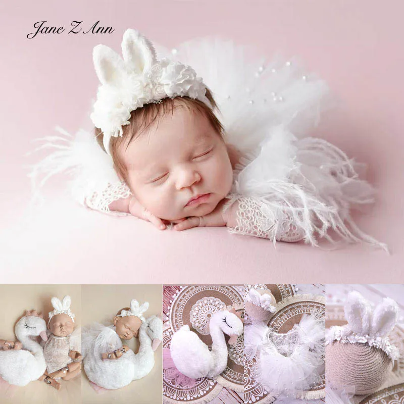 

Children photography props photo princess fluffy lace dress +bunny ear headband newborn posing pillow