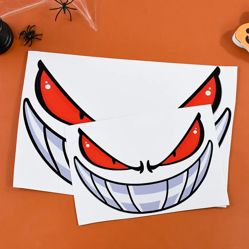 Demon Smiling Face Stickers Halloween Party Home Wall Window Decals Decor Moto Head Windscreens Stickers DIY Scrapbooking Crafts