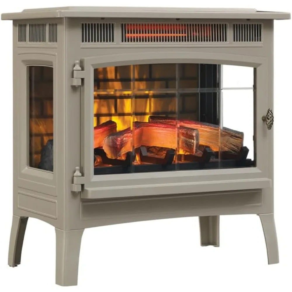 

Freestanding Electric Fireplace Stove Heater with 3D Flame Effect for 1,000 Sq. Ft. Room, French Gray,Practical and attractive