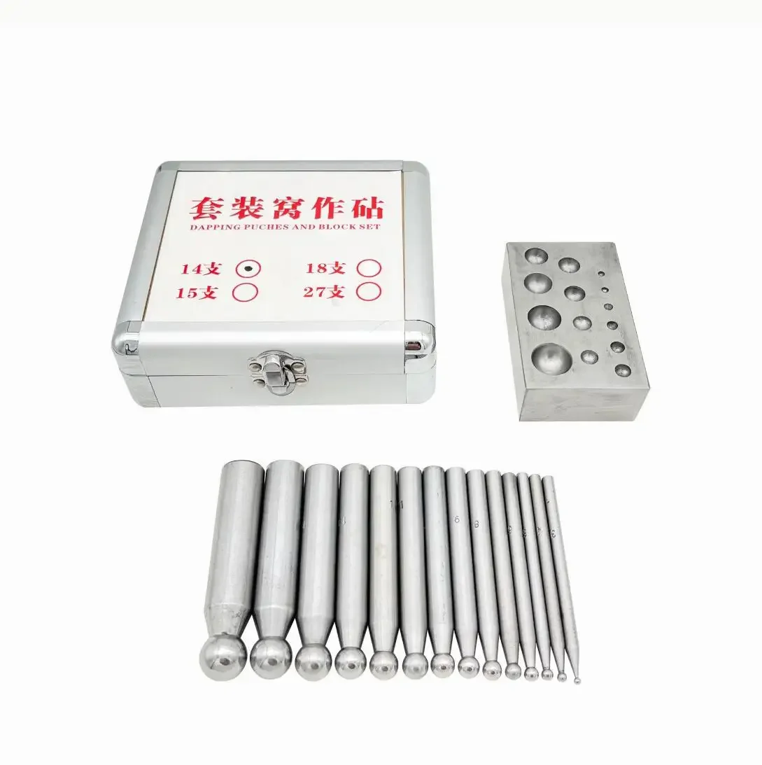 18PCS 14pc 27 pieces Steel Dapping Doming Punch Set Doming Punches and Dapping Block Kit Jewelry Shaping Foriming Tool