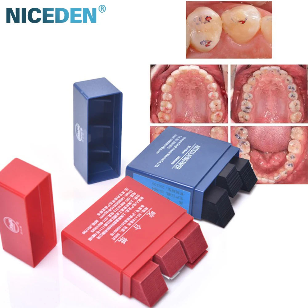 300PCS NICEDEN Dental 55*18mm blue bite paper Red bite paper Teeth whitening material 55*18mm dental tools