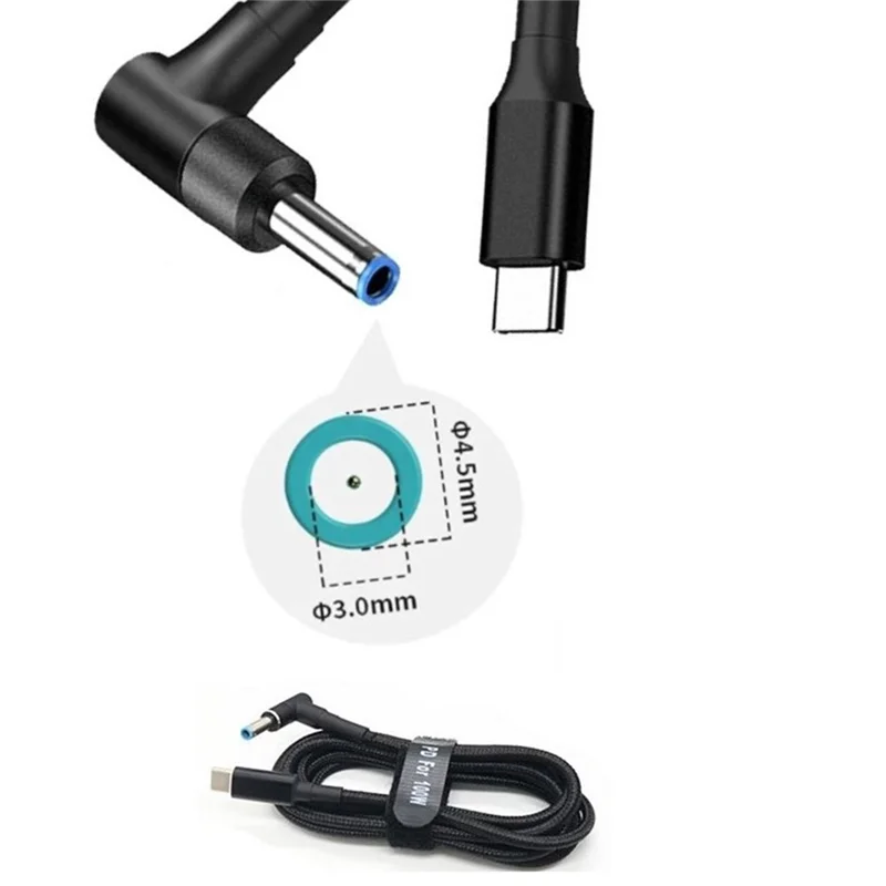 Kabel USB C do laptopa Adapter kabla ładującego typu C do DC 4,5 x 3,0 mm Konwerter 100 W PD Przewód zasilający do ładowarki