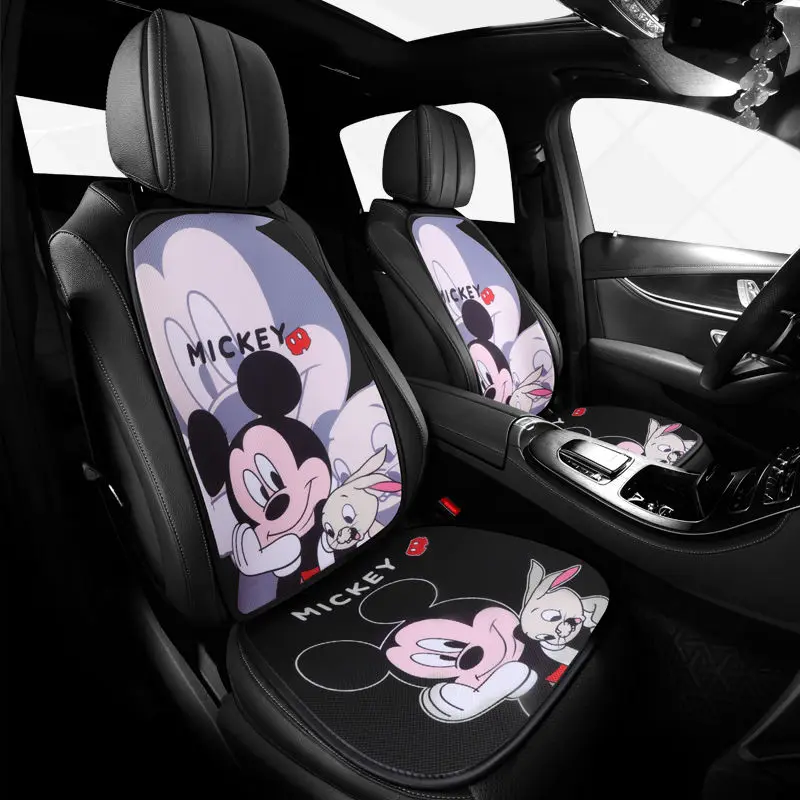 Disney Mickey Car Seat Cushion Cartoon Cute Summer Breathable Half-pack Seat Cover Four Seasons Universal Car Seat Cushion