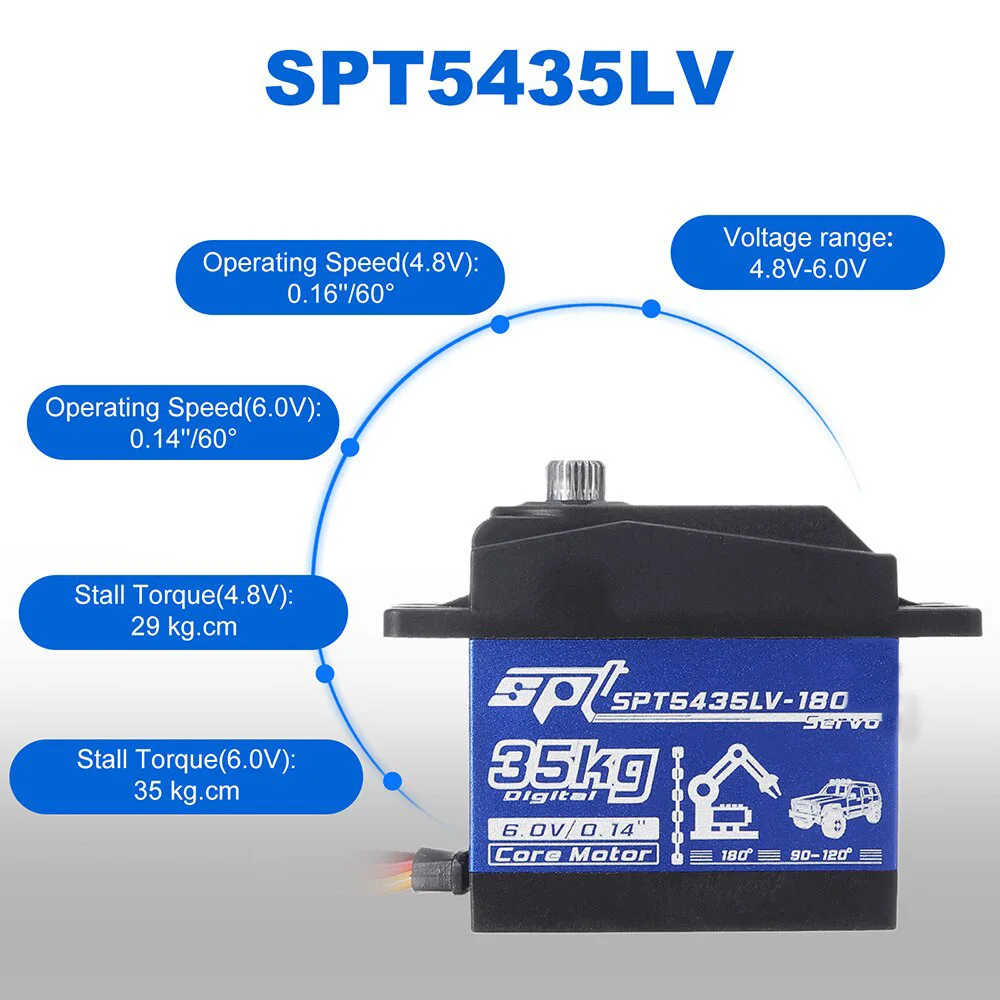 35KG Servo 180 210 270 320 360 Large Torque Digital Servos SPT for 1/10 Scale RC Car Crawler SCX10 TRX4 D90 Cars Parts Accessory