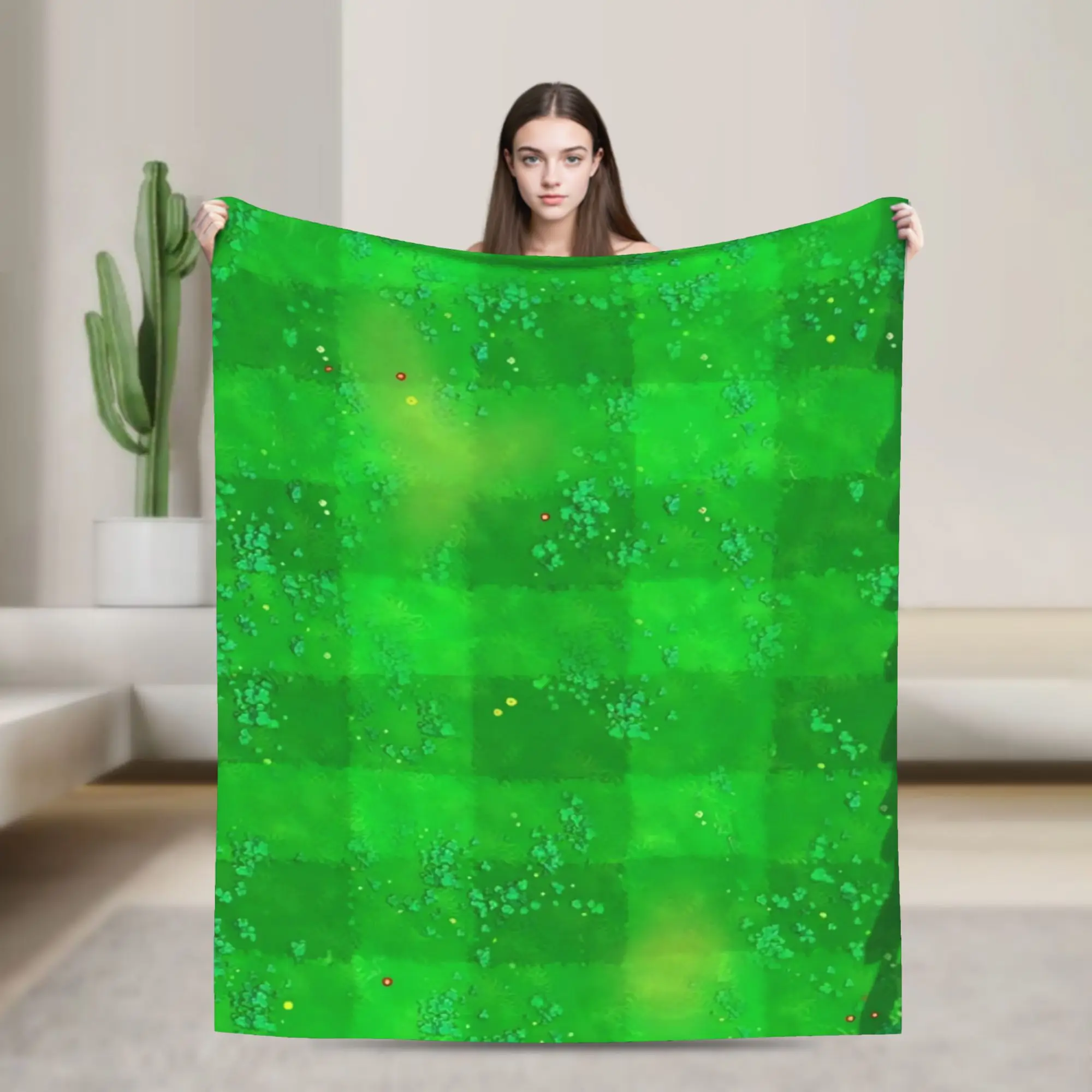 Grass Battlemat Grassland Land  Flannel Blanket  Soft Durable Bedding Throws for Living Room Airplane Bedspread Sofa Bed Cover