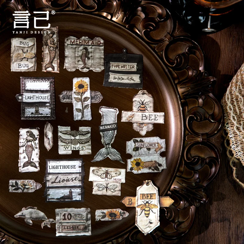 20pcs/1lot Kawaii Scrapbook Stickers Collect cloth labels Junk Journal Gold Planner Stationery Decorative