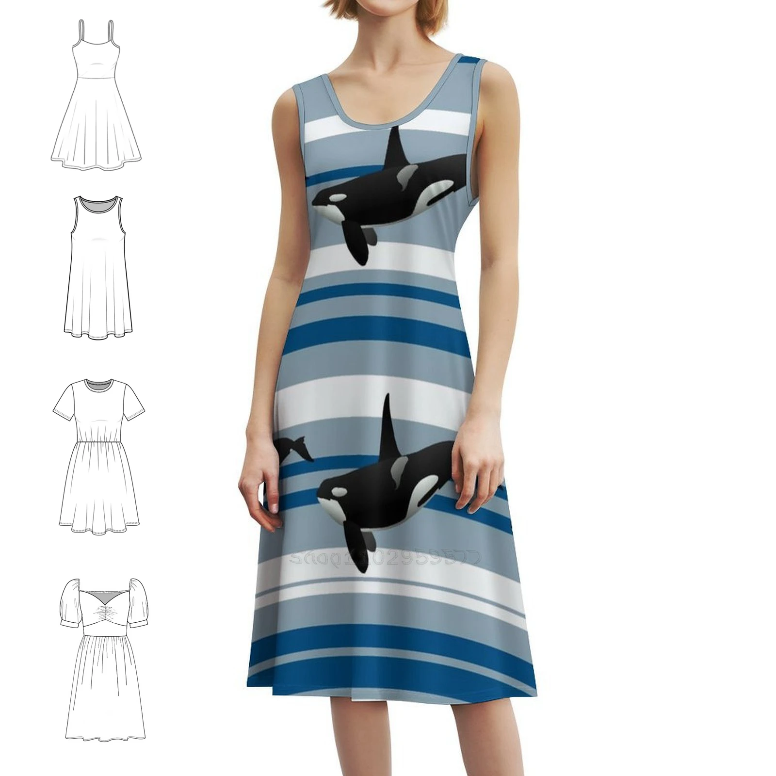 

Женское уличное вечернее платье с узором, модная клубная одежда с принтом для женщин, пляжное женское платье с узором кита и кита