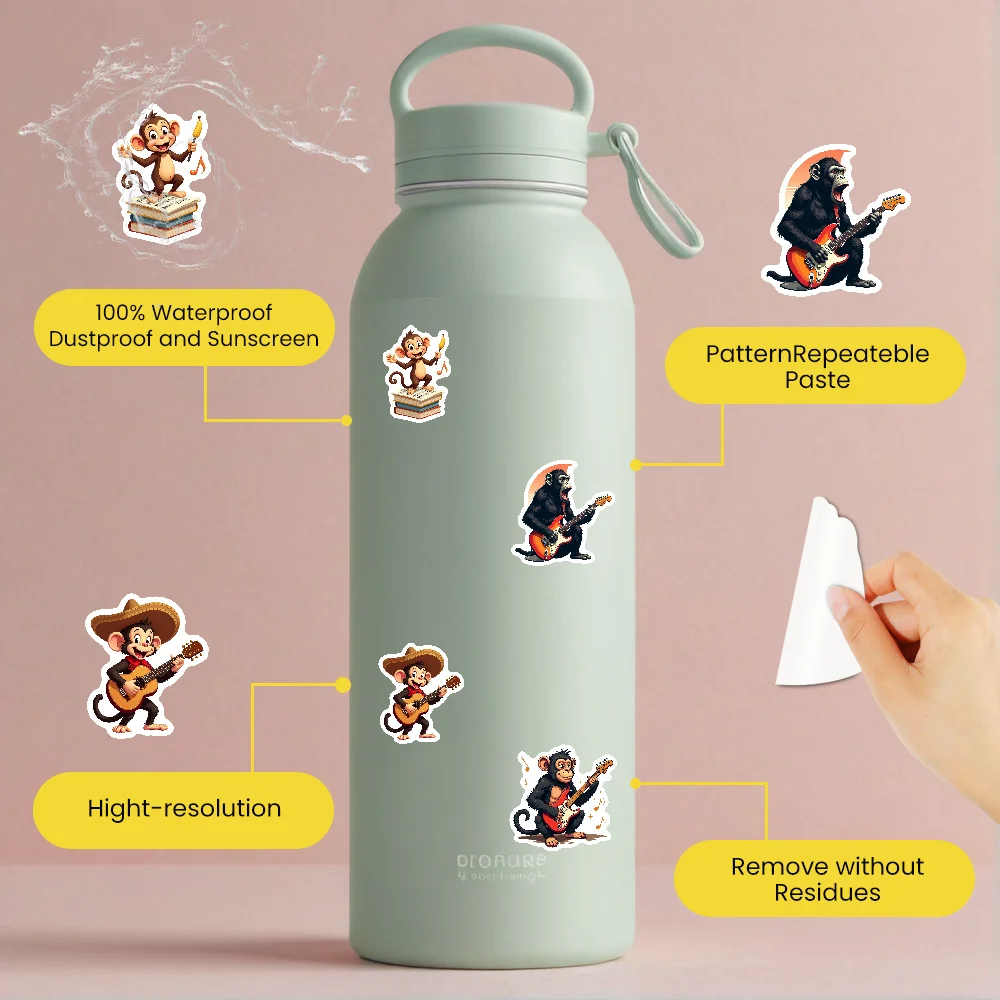 35pcs-100pcs Decals  Small Size Monkey Stickers Band Stickers Musician Stickers for  Instruments Laptops Suitcases