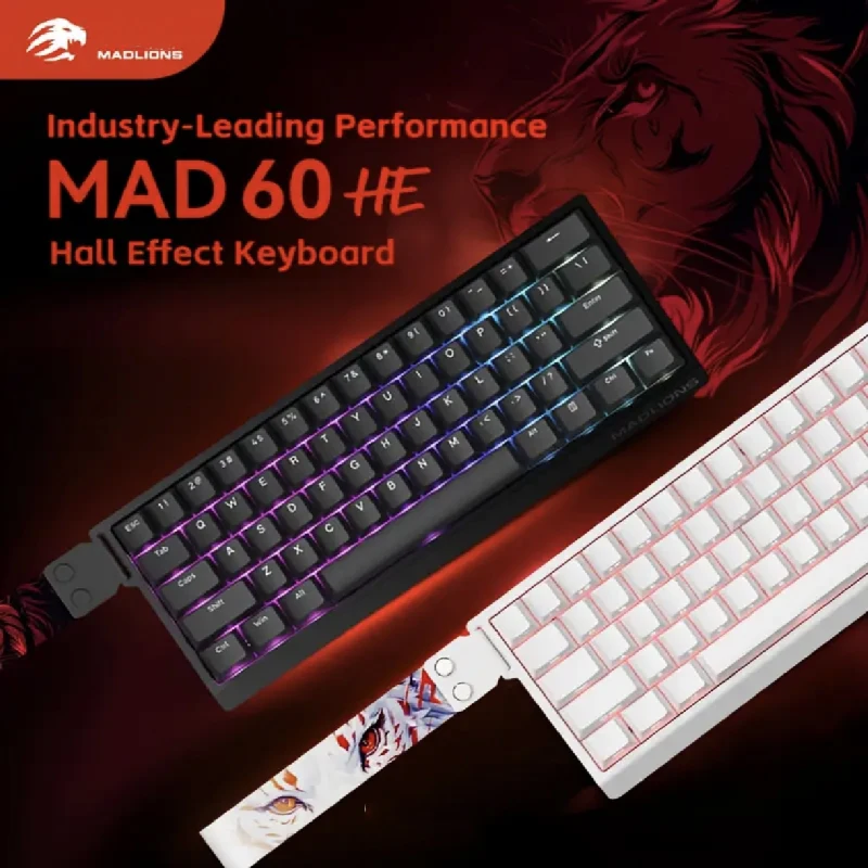 

Лидер продаж MADLIONS MAD60HE клавиатура с магнитным переключателем, механическая клавиатура, 8000 Гц, 0,01 ммRT, проводная игровая клавиатура на заказ Valorant