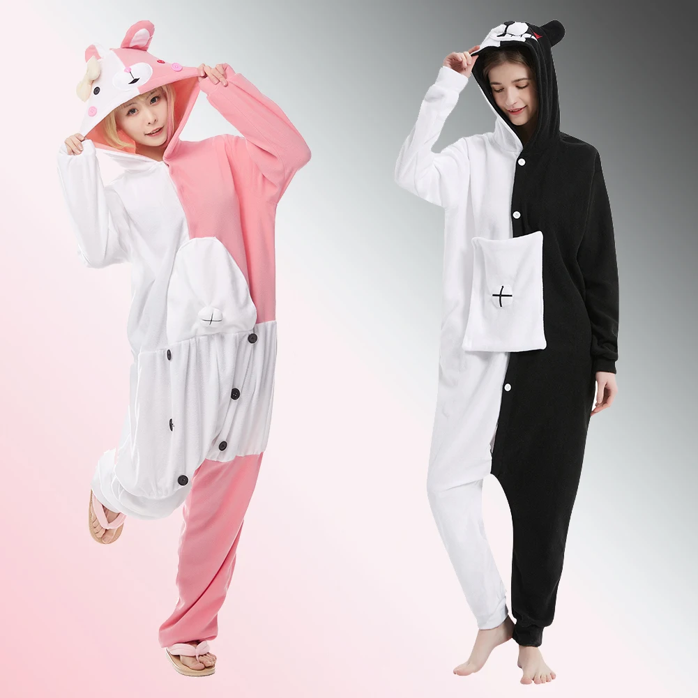 Monomi Monokuma Cosplay Role Play Pajamas Anime Danganronpa Cosplay Costume Adult Women Men Roleplay Sleepwear Fancy Dress