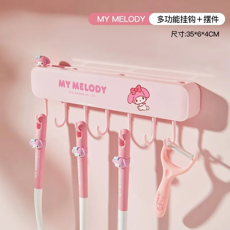 

Sanrio Hello Kitty Cinnamoroll Anime Multi Functional Hook Cute My Melody Kitchen Storage Hanging Rack Lovely Gifts Toys