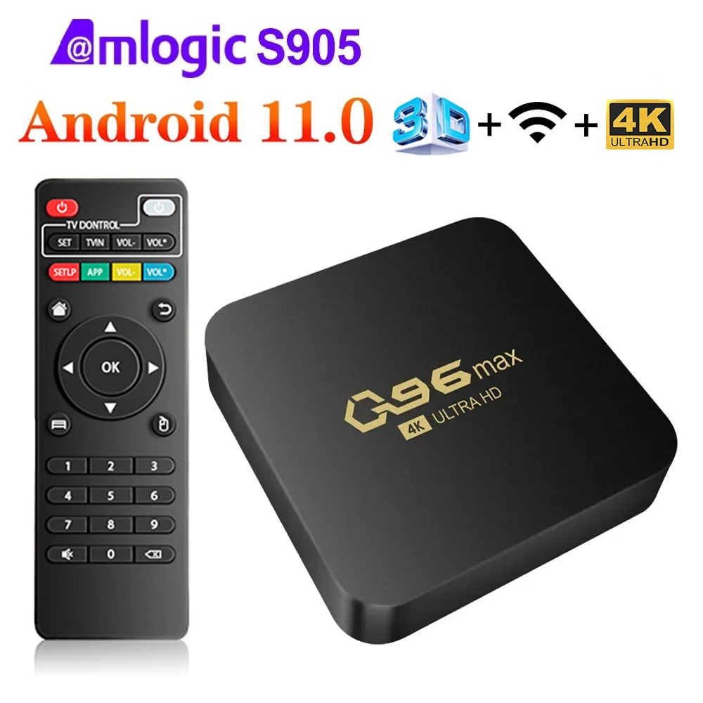 Q96 MAX WiFi 4K Caixa de TV Inteligente, 4G Set-Top Box, Android 11, HD Media Player, Android S905, Quad-Core, Smart TV Box