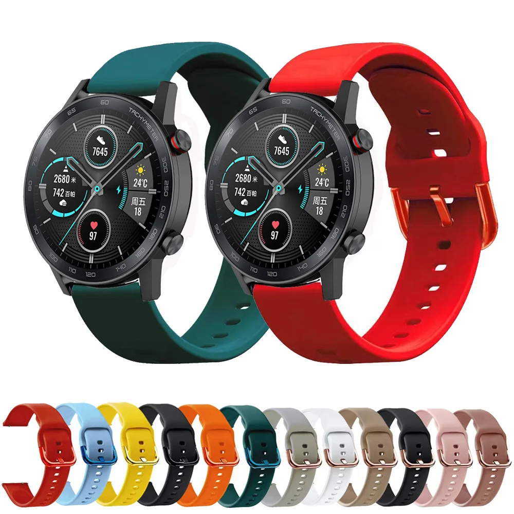 20mm 22mm Silicone Band For Honor Magic Watch 2 42mm 46mm Sport Belt Strap For Honor Watch ES/GS Pro/GS 3/Huawei GT 2 Bracelet