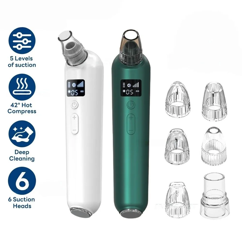 Removedor eléctrico de espinillas, limpieza profunda, limpiador facial de nariz con burbujas pequeñas, función de compresa caliente recargable por USB