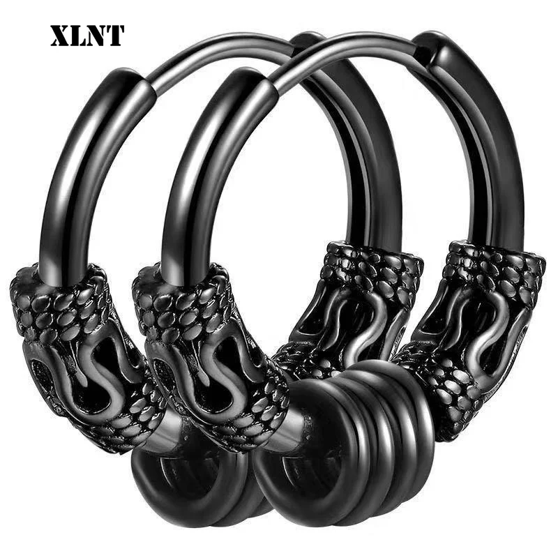 Classic Men Stainless Steel Hoop Earrings for Women Hip Hop Earring for Men Boy Earrings Punk Gothic Ear Stud Jewelry Party Gift