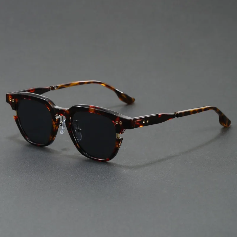 Vintage Semi Rimless Cat Eye Sunglasses for Women Men Retro Tortoiseshell Frame Gradient Lens UV400 Protection Trendy Square Sun
