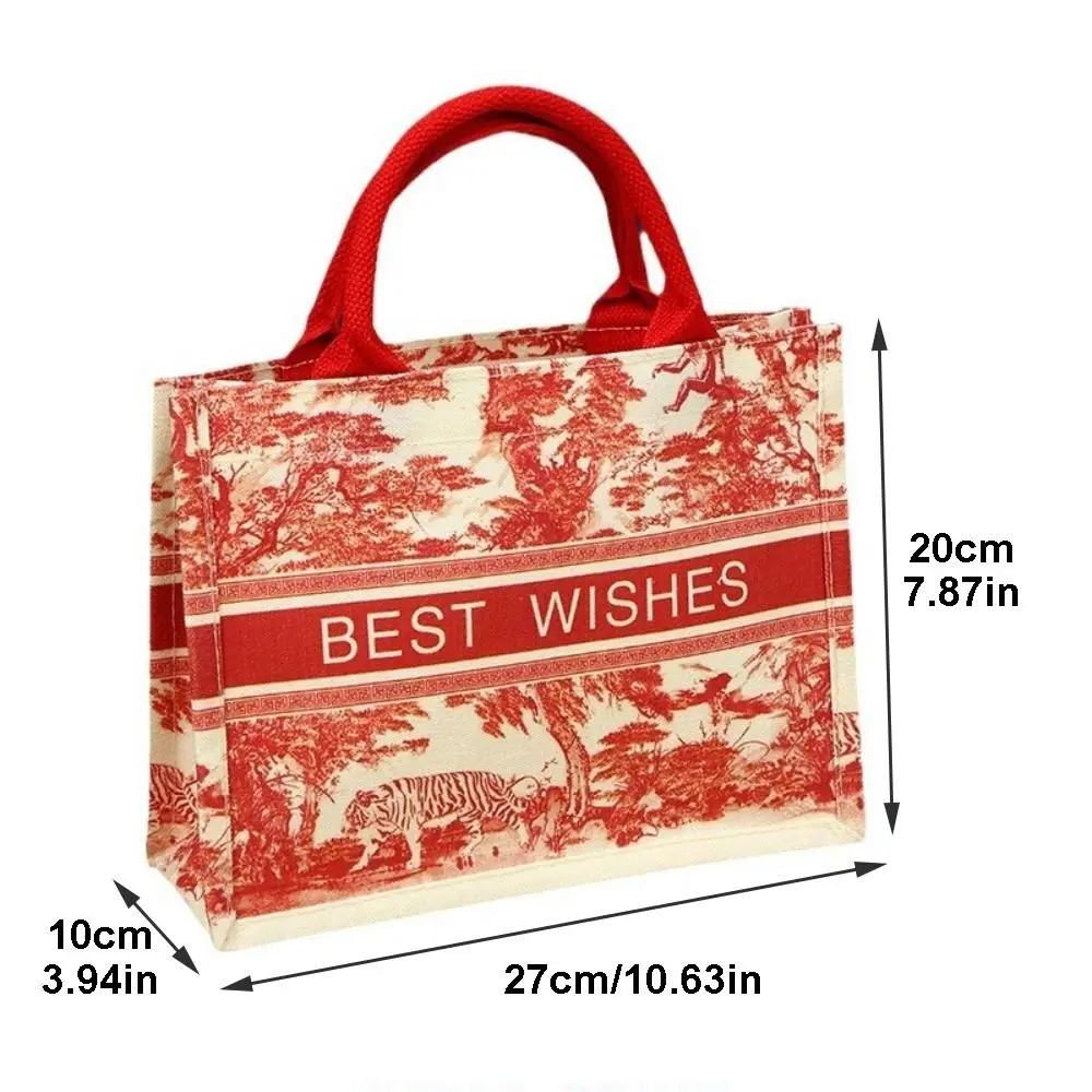 Simple Canvas Shoulder Bag Large Capacity Reusable Tote Bag Creative Flower Print Handbag