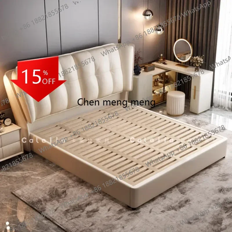 Cama de masaje con plataforma de diseño Q181, moderna, de cuero, tipo princesa, para dormitorio, tamaño doble/queen, Letto Matrimoniale, mobiliario de oficina