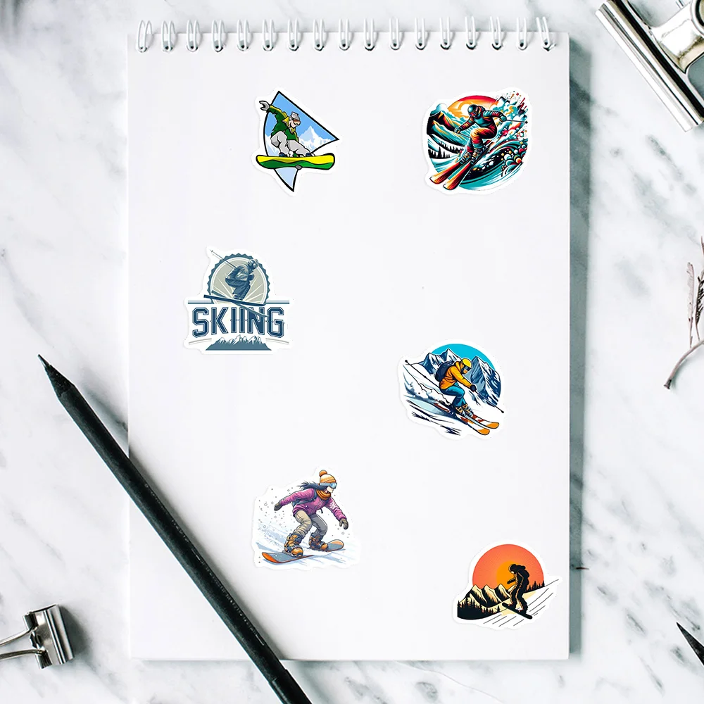 Cool Winter Ski Vinyl Stickers Decal Waterproof DIY Sports Decorative Sticker for Laptop Phone Case Water Bottles Luggage Gift