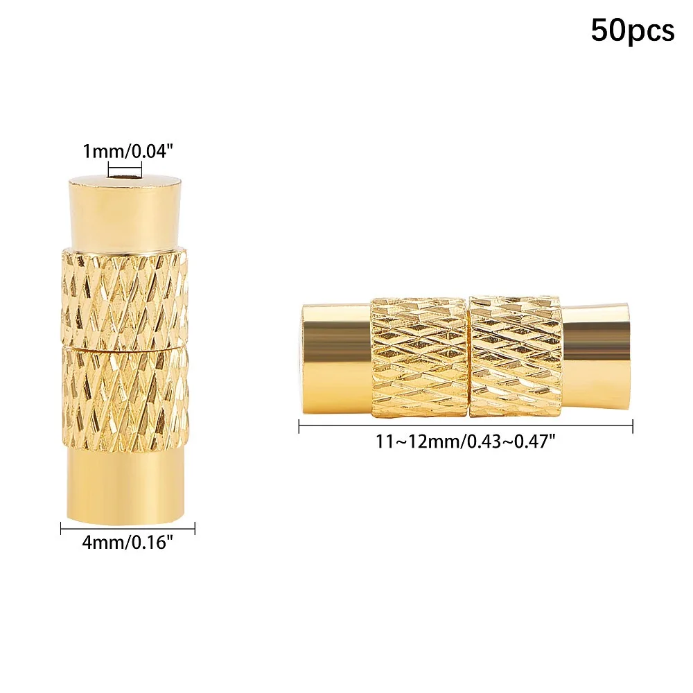 Screw Twist Clasps 50Sets 12x4mm Brass Barrel Jewelry End Tip Caps 1mm Hole Tube Fastener Cord End Caps for DIY Bracelet