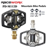 Pedal de bloqueo de bicicleta RACEWORK MTB para sistema Shimano SPD cuerpo de nailon + reposapiés de bloqueo de doble cara con núcleo de acero al cromo molibdeno