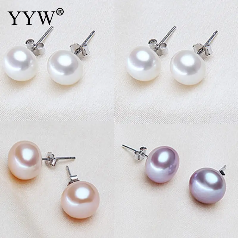 7-11mm Natural Freshwater Pearl Stud Earrings Potato Natural White Pink Purple Pearl For Women Earring Jewelry Wholesale