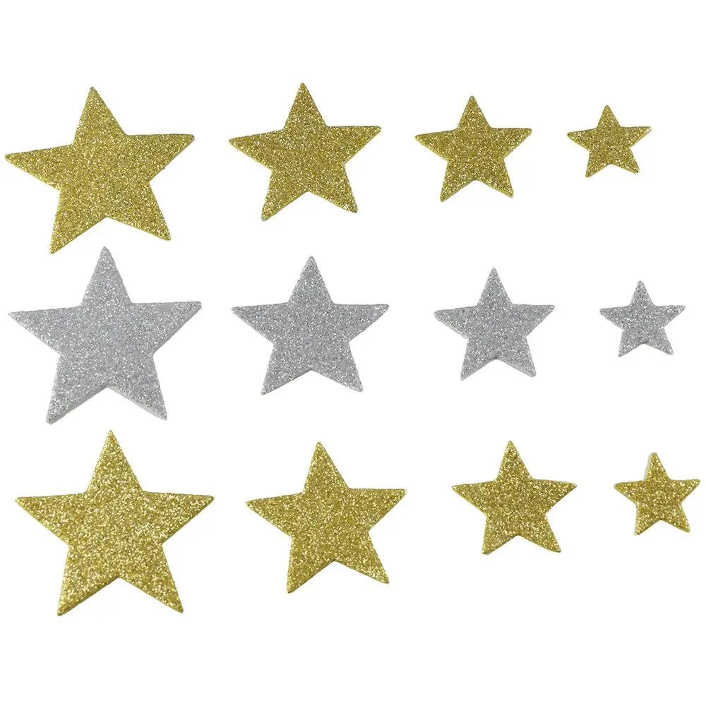 200pcs Paper Glitter Star Foam Stickers Stars Shape Silver and Gold Sparkly Foam Stickers DIY Crafts