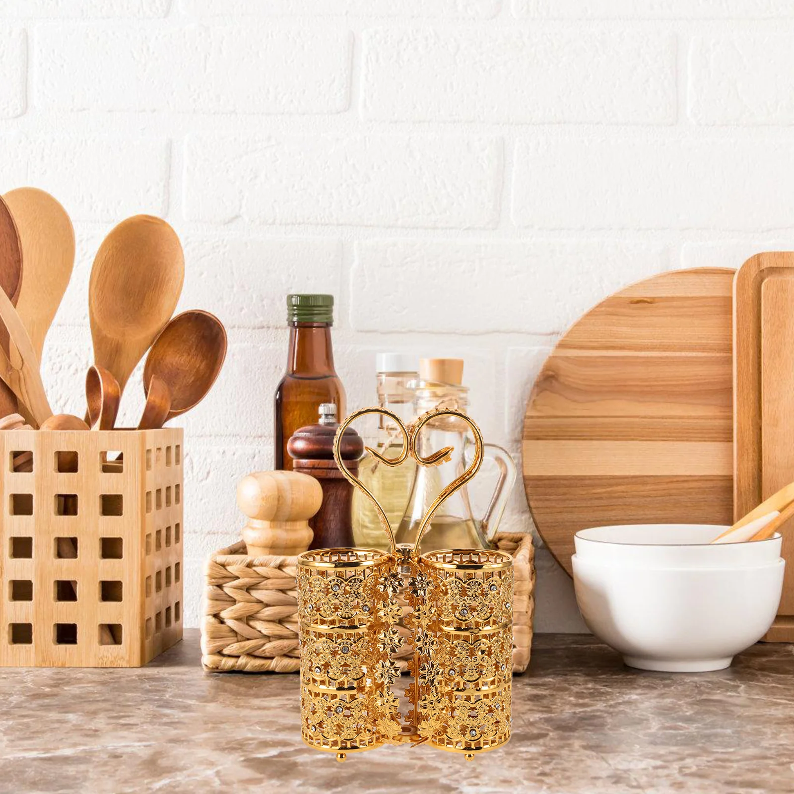 

Cutlery Storage Rack Chopstick Holder Spoon Utensil Bucket European Style Sturdy Iron Home Kitchen Desktop ganizer Silverware