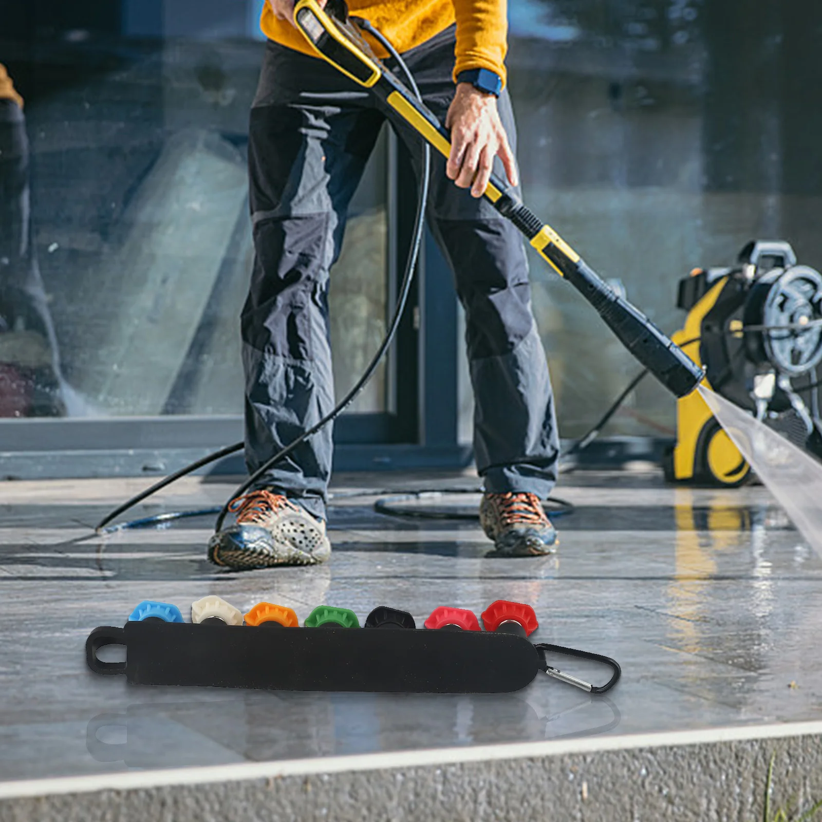 

Сопло для мойки сопла для мойки 1/4 дюйма, 4000 фунтов на квадратный дюйм, 7 насадок с держателем, быстроразъемное соединение, детали для мойки высокого давления из нержавеющей стали