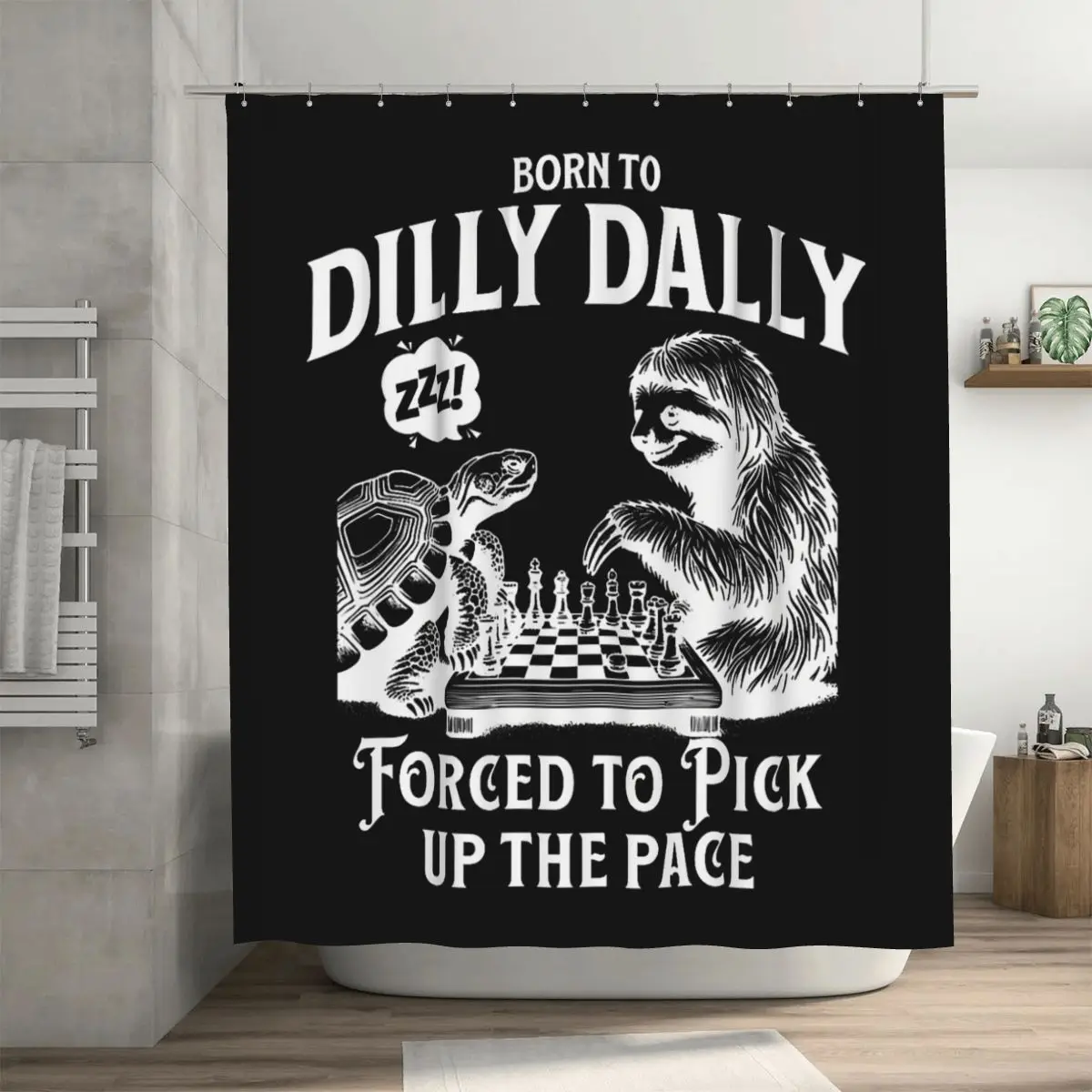 Born To Dilly Dally Forced To Pick Up The Pace Sloth Snail Shower Curtain Bathroom Polyester Waterproof Bath Curtains with Hooks