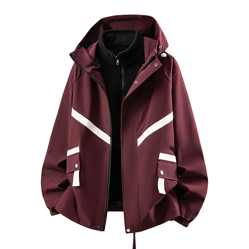 

Autumn and Winter Detachable Two-piece Set of Assault Suit Men's Fashionable Waterproof Sports Hooded Mountaineering Jacket