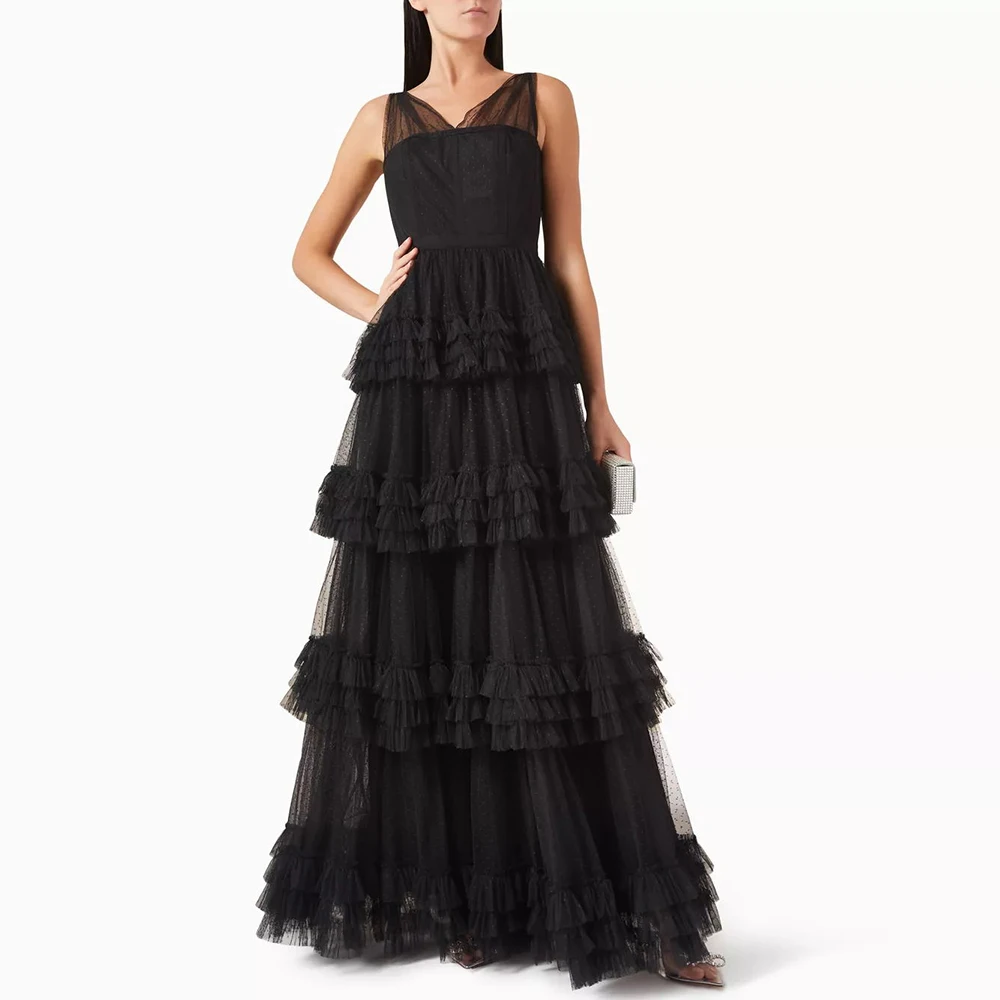 

Serendipity Tulle Evening Dress فساتين سهرة Elegant V-Neck Fashion Trend Tiered A-Line Cocktail Prom Gown For Sexy Women