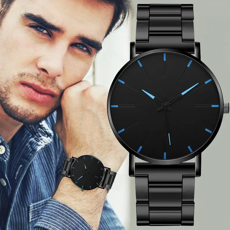 Luxury Watches for Men Luxury Fashion Mens Business Watch Ultra Thin Thin Stainless Steel Belt Quartz Wristwatch Reloj Hombre