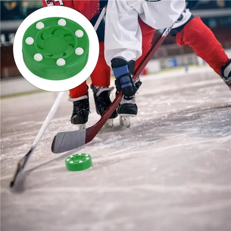 X08A 2X Roller Hockey Puck ABS High-Density Street Land Hockey Practice Puck For Ice Inline Street Hockey Training,Green
